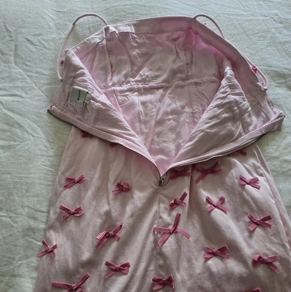 Maeve Anthropologie Pink Mini Dress with Bow Accents 2 - Picture 4 of 6